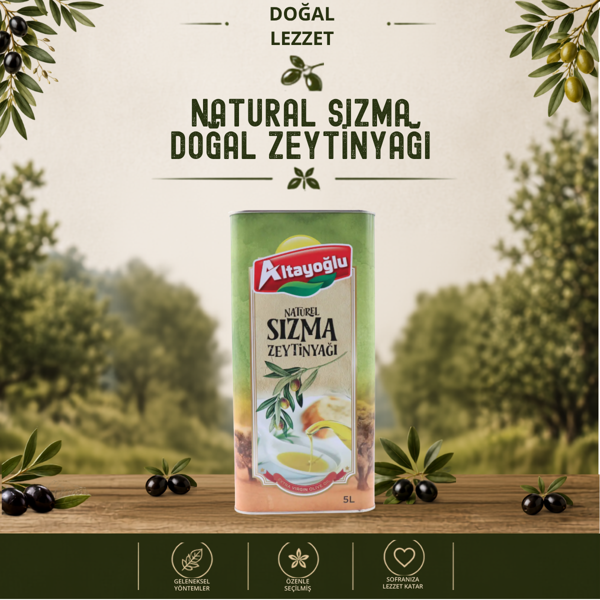 Naturel Sızma 5 Litre Teneke Zeytinyağı